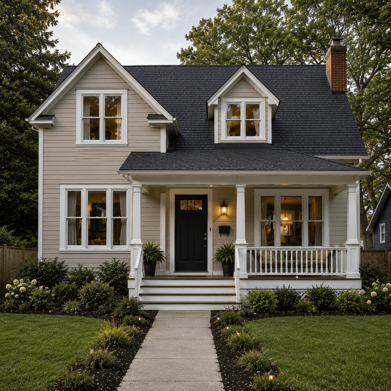 Fully restored home exterior after reconstruction