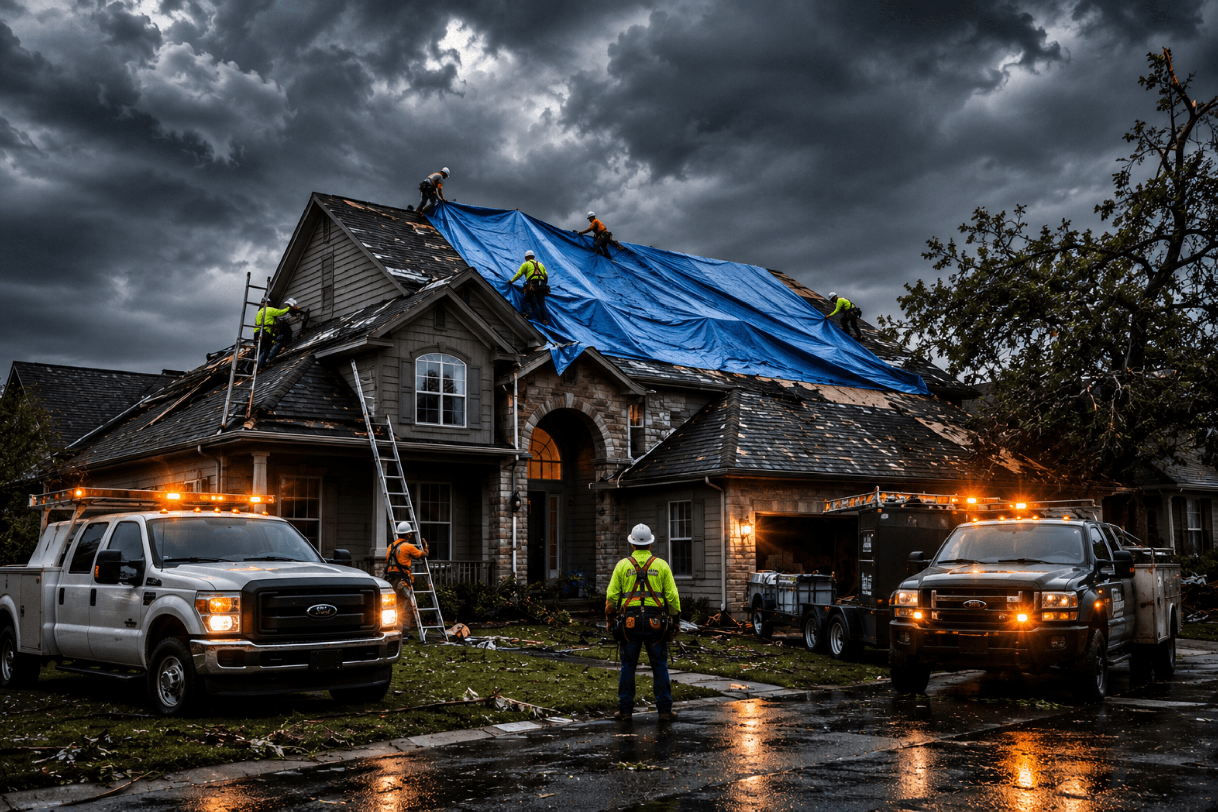 Emergency restoration crew responding to a loss