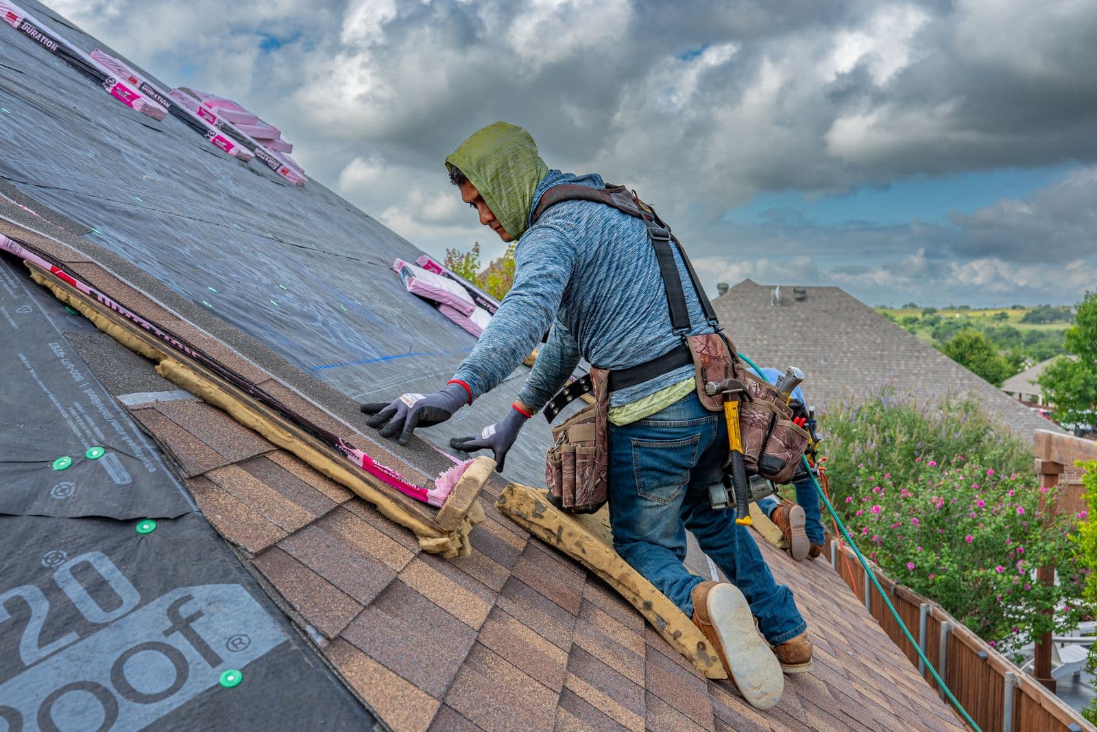 Roofing and storm repair work in progress