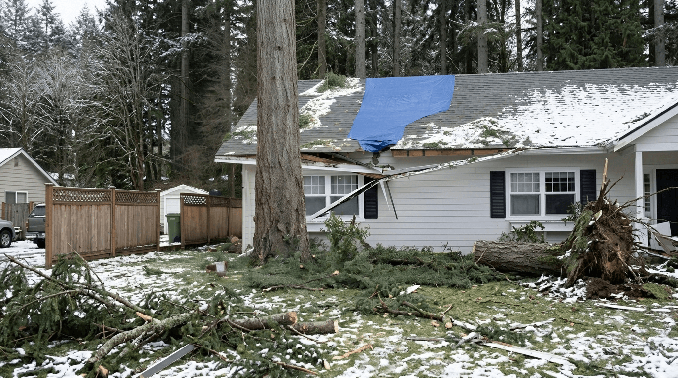 Storm damage restoration after severe weather